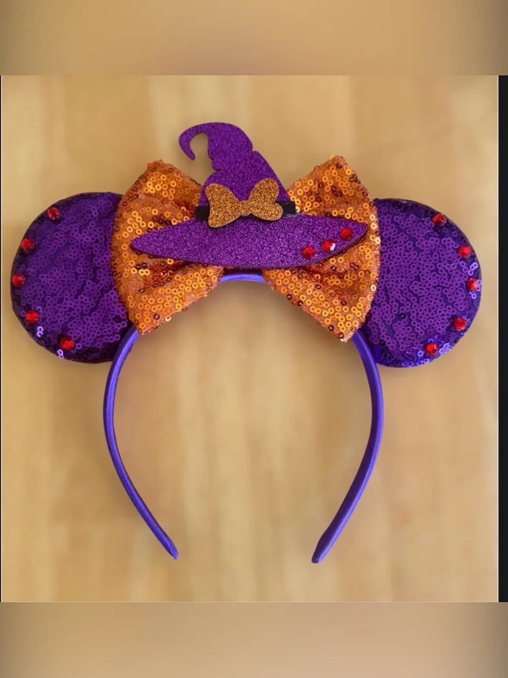 Purple & Gold Sequin Witch Ear Headband for Kids